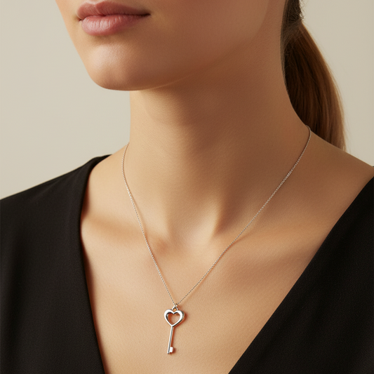 925 Sterling Silver Key Necklace