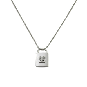 925 Sterling Silver Cubic Zirconia Heart Lock Necklace