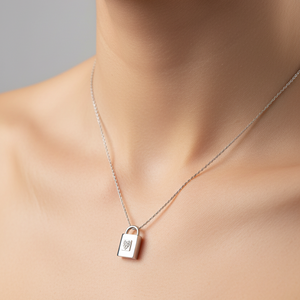 925 Sterling Silver Cubic Zirconia Heart Lock Necklace