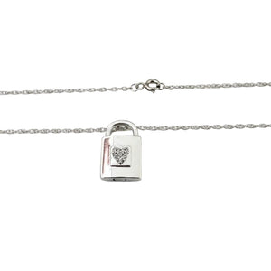 925 Sterling Silver Cubic Zirconia Heart Lock Necklace