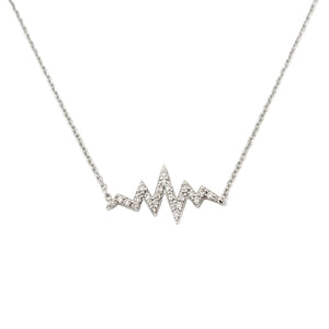 925 Sterling Silver Heartbeat with white Cubic Zirconia Necklace