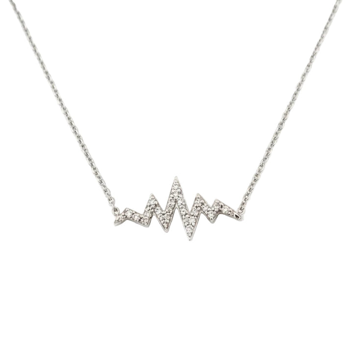 925 Sterling Silver Heartbeat with white Cubic Zirconia Necklace