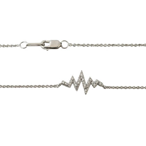925 Sterling Silver Heartbeat with white Cubic Zirconia Necklace
