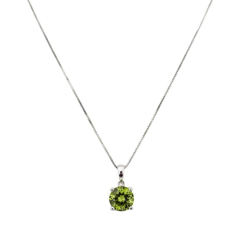 925 Sterling Silver Round Green Cubic Zirconia Necklace
