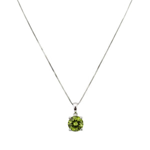925 Sterling Silver Round Green Cubic Zirconia Necklace