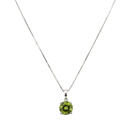 925 Sterling Silver Round Green Cubic Zirconia Necklace