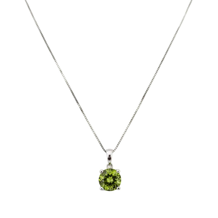 925 Sterling Silver Round Green Cubic Zirconia Necklace