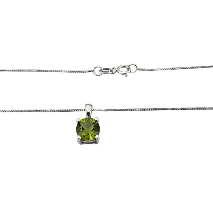 925 Sterling Silver Round Green Cubic Zirconia Necklace