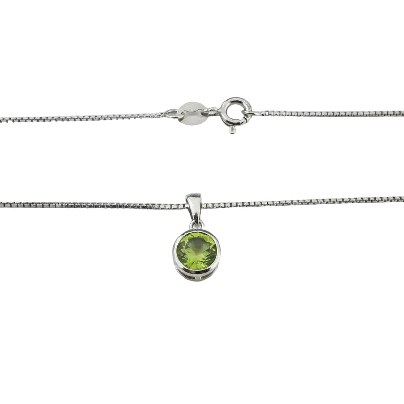 925 Sterling Silver Green Cubic Zirconia Necklace