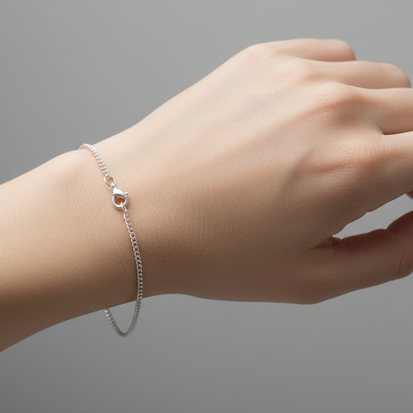 925 Sterling Silver Curb Chain Bracelet