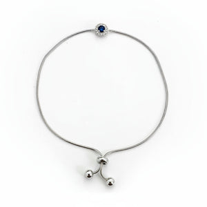 925 Sterling Silver Sapphire and Diamond Adjustable Bolo Bracelet