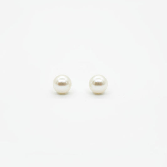 14K Yellow Gold with Pearl Stud Earrings