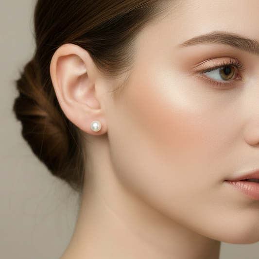 14K Yellow Gold with Pearl Stud Earrings