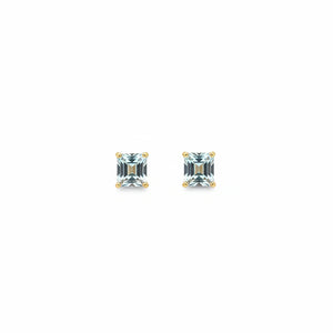 14K Yellow Gold Squared Shape Aquamarine Stud Earrings
