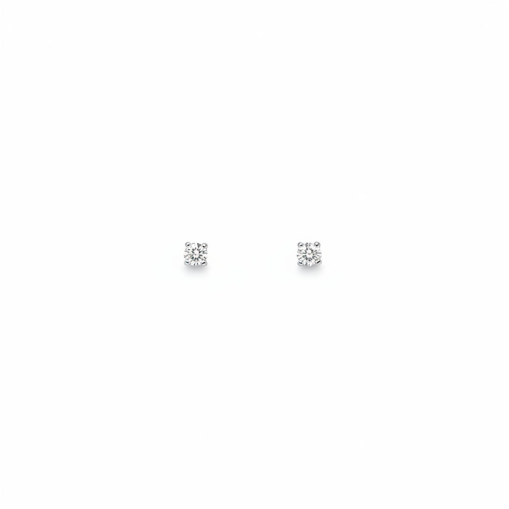 14k White Gold Diamond Stud Earrings, TDW:0.08ct SI I