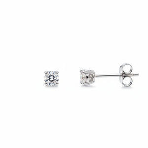 14k White Gold Diamond Stud Earrings, TDW:0.08ct SI I