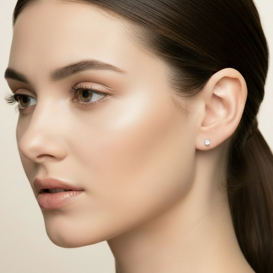 14k White Gold Diamond Stud Earrings, TDW:0.08ct SI I