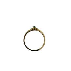 10K Yellow Gold Round Cut Emerald and Diamond Ring