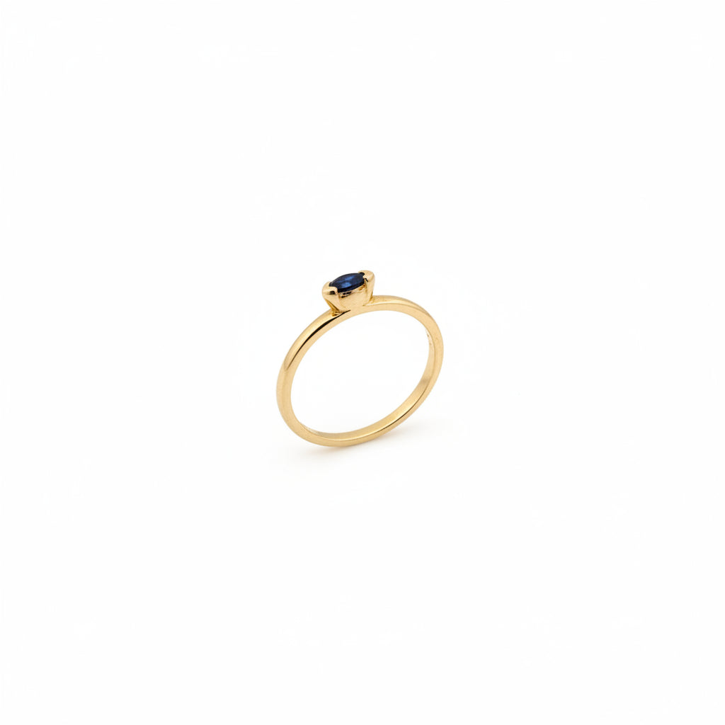 10K Yellow Gold Marquise Cut Sapphire Ring
