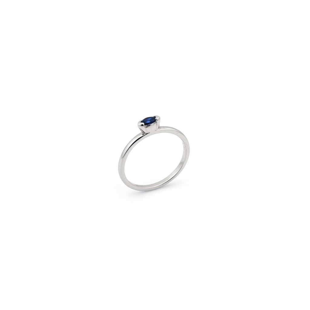 10K White Gold Marquise Cut Sapphire Ring