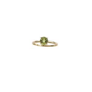 10k Yellow Gold Round Cut Peridot Ring, P: 0.60ct