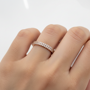 10K Rose Gold Diamond 2-row Half- Eternity Band
