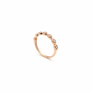 10K Rose Gold Diamond Teardrop Station Design Ring, TDW: 0.10ct