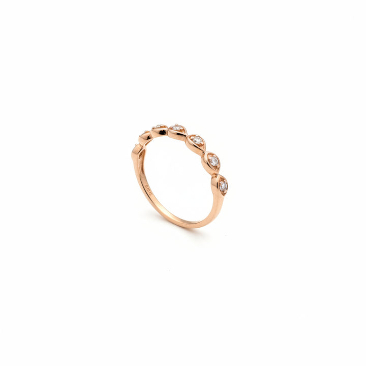 10K Rose Gold Diamond Teardrop Station Design Ring, TDW: 0.10ct