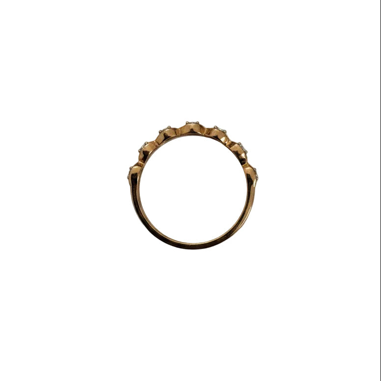 10K Rose Gold Diamond Teardrop Station Design Ring, TDW: 0.10ct