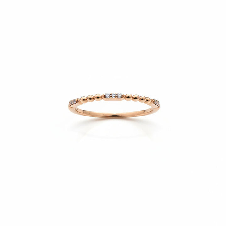 10K Rose Gold Diamond Beaded Band Ring, TDW: 0.063ct