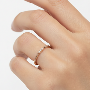 10K Rose Gold Diamond Beaded Band Ring, TDW: 0.063ct