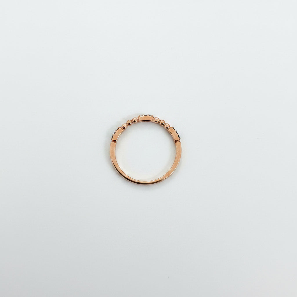 10K Rose Gold Diamond Beaded Band Ring, TDW: 0.063ct