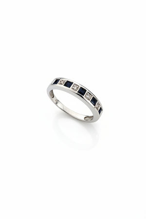 10K White Gold Sapphire and Diamond Semi Eternity Band