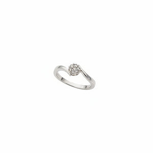 10K White Gold Diamond Cluster Flower Design Ring, TDW:0.07ct