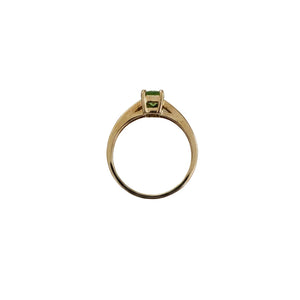 10K Yellow Gold Emerald Cut Peridot with Diamond Ring, P:0.68ct