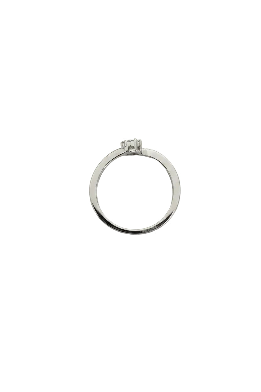 10K White Gold Diamond Cluster Flower Design Ring, TDW:0.07ct