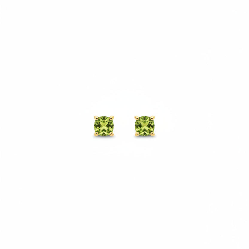 10K Yellow Gold Round Cut Peridot Stud Earrings