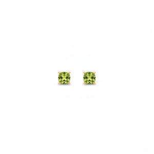 10K Yellow Gold Round Cut Peridot Stud Earrings
