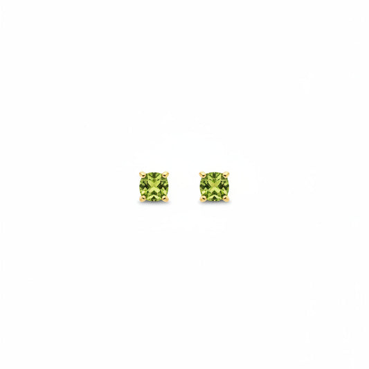 10K Yellow Gold Round Cut Peridot Stud Earrings