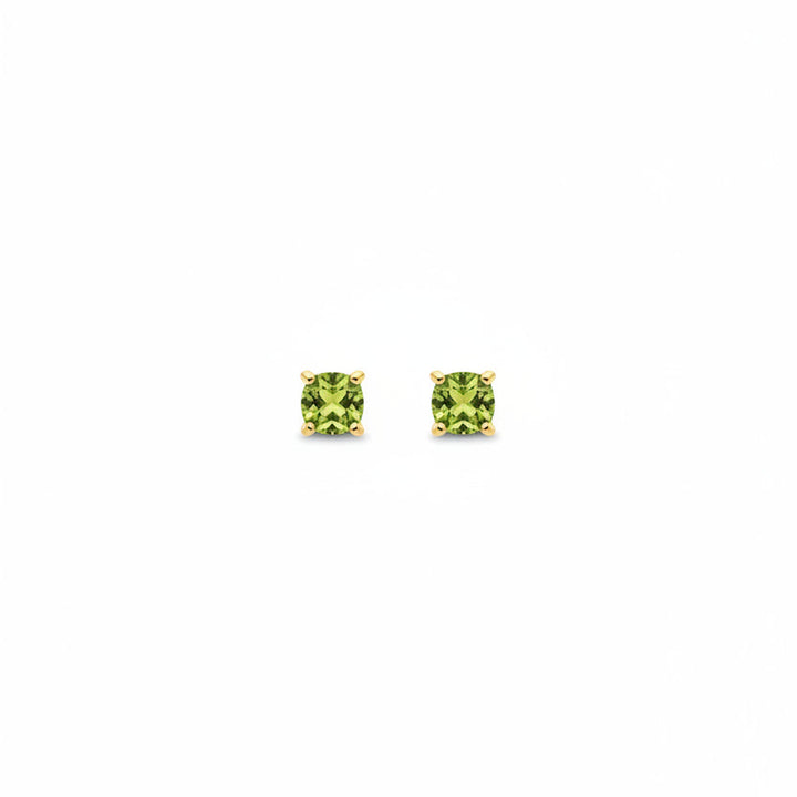 10K Yellow Gold Round Cut Peridot Stud Earrings