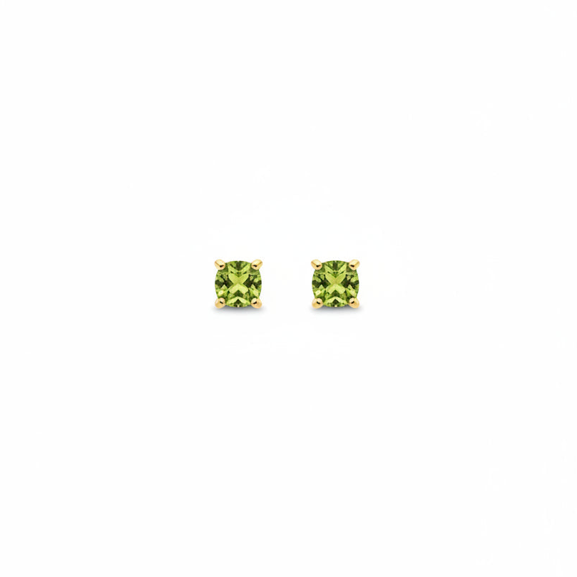 10K Yellow Gold Round Cut Peridot Stud Earrings