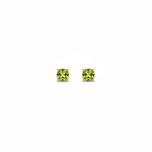 10K Yellow Gold Round Cut Peridot Stud Earrings