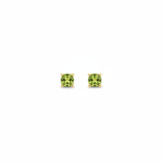 10K Yellow Gold Round Cut Peridot Stud Earrings