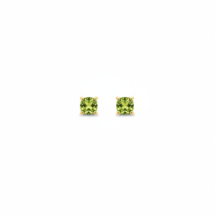 10K Yellow Gold Round Cut Peridot Stud Earrings