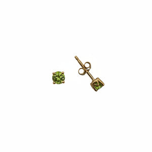 10K Yellow Gold Round Cut Peridot Stud Earrings
