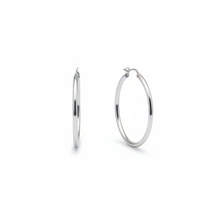 14K White Gold Hoop Earrings