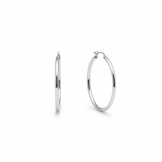 14K White Gold Hoop Earrings