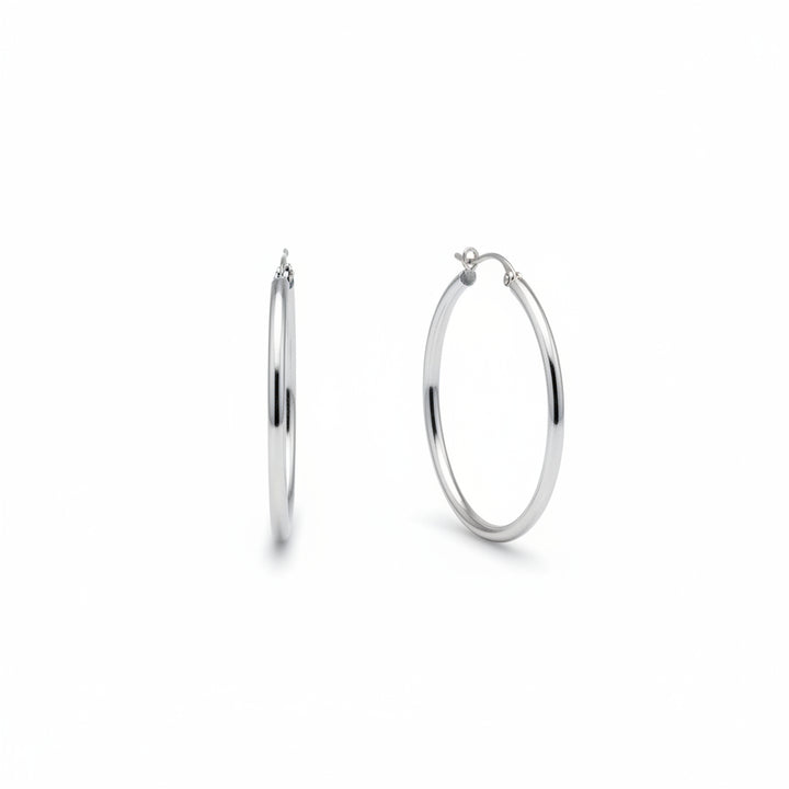 14K White Gold Hoop Earrings