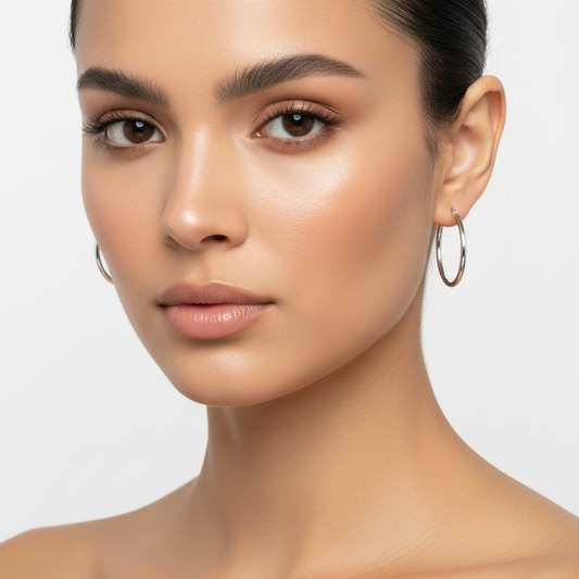 14K White Gold Hoop Earrings