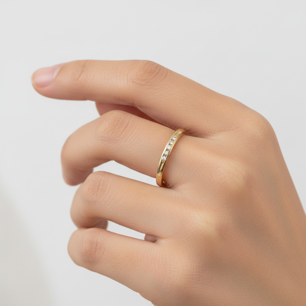 10K Yellow Gold Diamond Band, TDW: 0.05ct